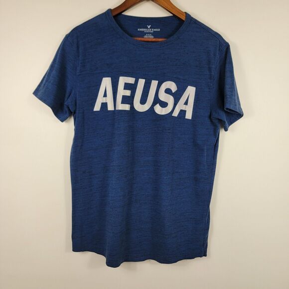 American Eagle Men's Medium Bundle of 2 Short Sleeve T Shirts Blue Gray - Picture 2 of 11